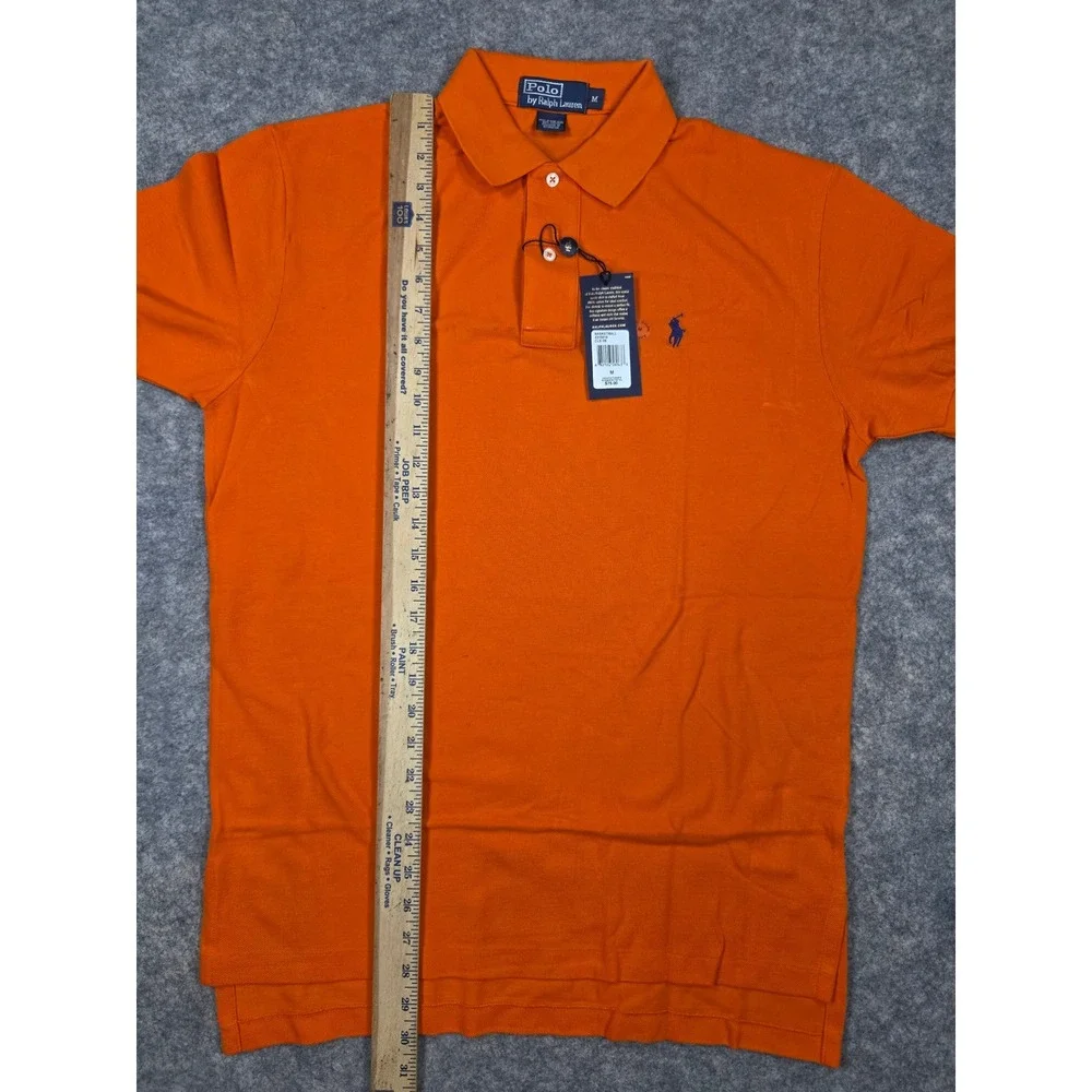 NEW Polo Ralph Lauren Mens Mesh Shirt Polo Orange Pony M Vintage NWT *FLAW*